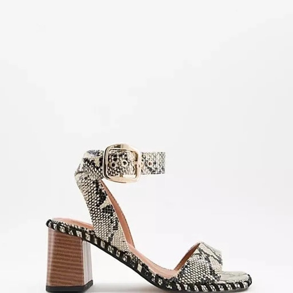 ASOS DESIGN Snake Skin Leather Block Heel Sandals Sz. 9 NEW/Never Worn